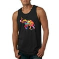 thumbnail image 1 of Wild Bobby, Colorful Walking Good Luck Elephant Animal Lover Mens Graphic Tank Top, Black, Small, 1 of 3