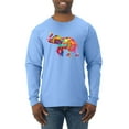 thumbnail image 1 of Wild Bobby, Colorful Walking Good Luck Elephant Animal Lover Mens Long Sleeve Shirt, Light Blue, Medium, 1 of 3