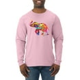 thumbnail image 1 of Wild Bobby, Colorful Walking Good Luck Elephant Animal Lover Mens Long Sleeve Shirt, Light Pink, 2XL, 1 of 3