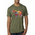 thumbnail image 1 of Wild Bobby, Colorful Walking Good Luck Elephant Animal Lover Mens Premium Tri Blend T-Shirt, Military Green, X-Large, 1 of 3