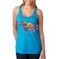 thumbnail image 1 of Wild Bobby, Colorful Walking Good Luck Elephant Animal Lover Tri-Blend Racerback Tank Top, Vintage Turquoise, Large, 1 of 3
