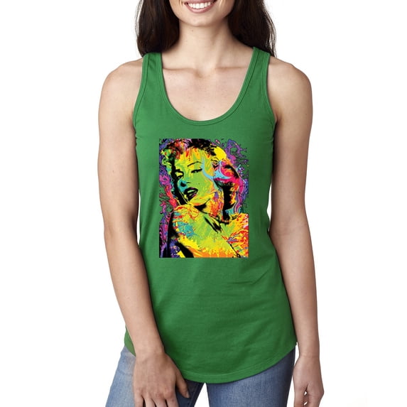 Wild Bobby, Colorful Woman Marilyn Monroe Pop Culture Ladies Racerback Tank Top, Kelly, X-Large