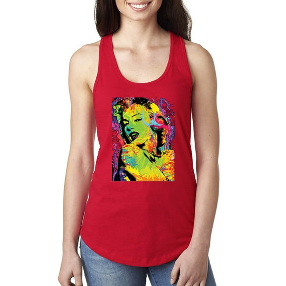 Wild Bobby, Colorful Woman Marilyn Monroe Pop Culture Ladies Racerback Tank Top, Red, Small