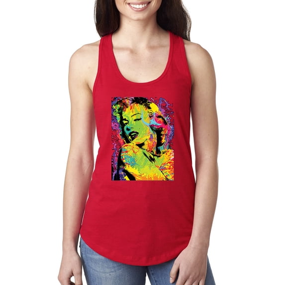 Wild Bobby, Colorful Woman Marilyn Monroe Pop Culture Ladies Racerback Tank Top, Red, X-Large