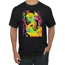 Wild Bobby, Colorful Woman Marilyn Monroe Pop Culture Men's Graphic T-Shirt, Black, Small