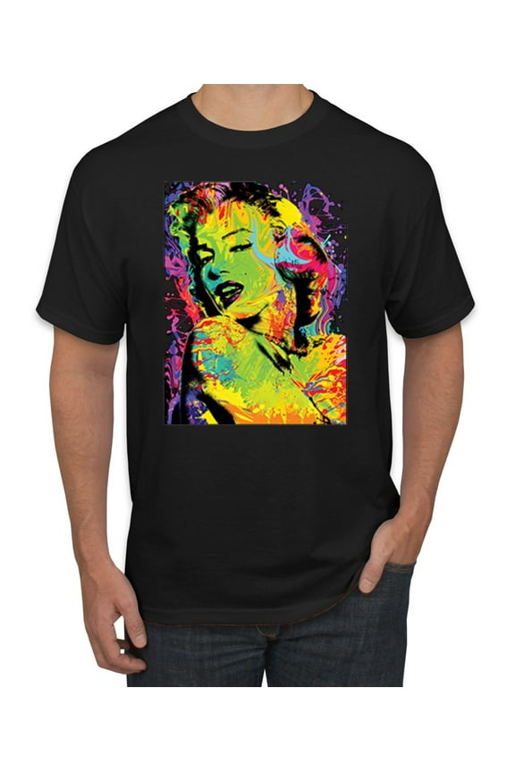 , Colorful Woman Marilyn Monroe Pop Culture Men's Graphic T-Shirt, Black, Small