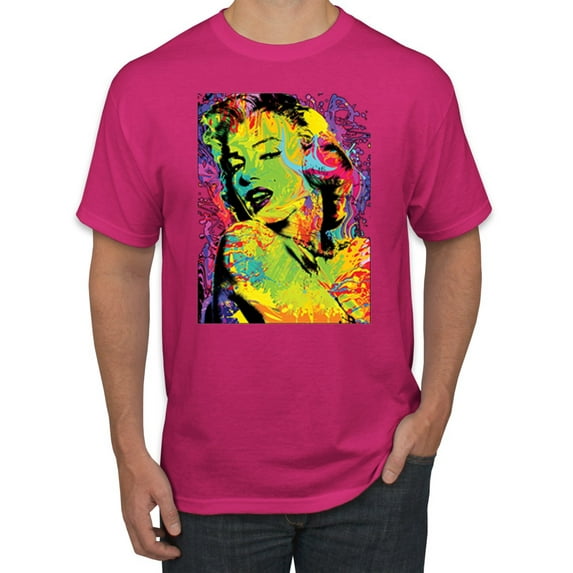 Wild Bobby, Colorful Woman Marilyn Monroe Pop Culture Men's Graphic T-Shirt, Fuschia, Medium