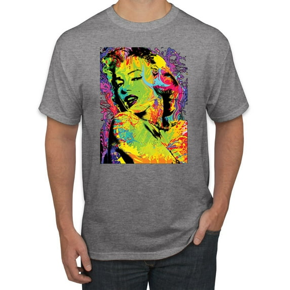 Wild Bobby, Colorful Woman Marilyn Monroe Pop Culture Men's Graphic T-Shirt, Heather Grey, Small