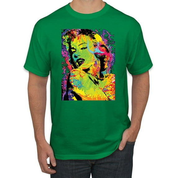 Wild Bobby, Colorful Woman Marilyn Monroe Pop Culture Men's Graphic T-Shirt, Kelly, 2XL