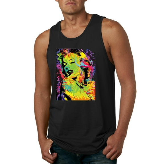 Wild Bobby, Colorful Woman Marilyn Monroe Pop Culture Mens Graphic Tank Top, Black, Small