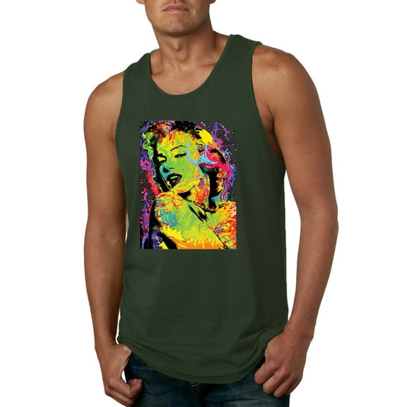 Wild Bobby, Colorful Woman Marilyn Monroe Pop Culture Mens Graphic Tank Top, Forest Green, Medium