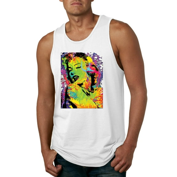 Wild Bobby, Colorful Woman Marilyn Monroe Pop Culture Mens Graphic Tank Top, White, 3XL
