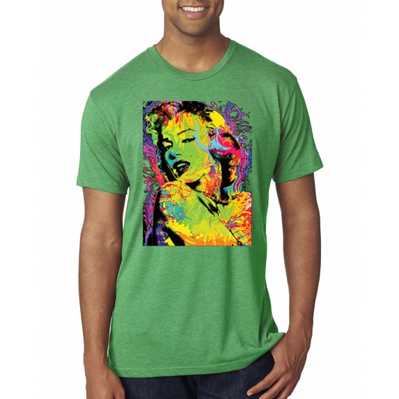 Wild Bobby, Colorful Woman Marilyn Monroe Pop Culture Mens Premium Tri Blend T-Shirt, Envy, Small