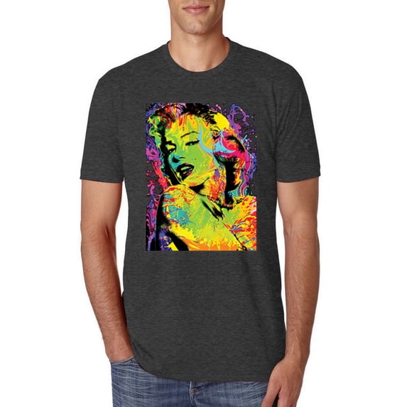 Wild Bobby, Colorful Woman Marilyn Monroe Pop Culture Mens Premium Tri Blend T-Shirt, Vintage Black, X-Large