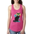 thumbnail image 1 of Wild Bobby, Cool California Beach Kitten Silhouette Sun Cat | Womens Cat Lover Jersey Racerback Tank Top, Raspberry, Large, 1 of 4