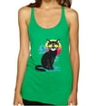 thumbnail image 1 of Wild Bobby, Cool California Beach Kitten Silhouette Sun Cat | Womens Cat Lover Premium Tri-Blend Racerback Tank Top, Envy, Large, 1 of 4