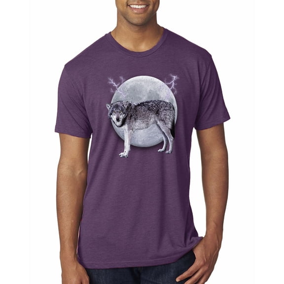 Wild Bobby Full Moon Cute Arctic Mountain Snow Dire Wolf Men Premium Tri Blend Tee
