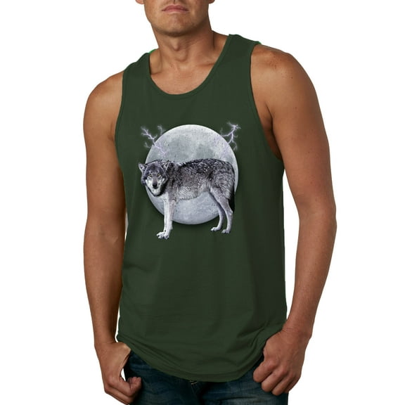 Wild Bobby Full Moon Cute Arctic Mountain Snow Dire Wolf Men Tank Top