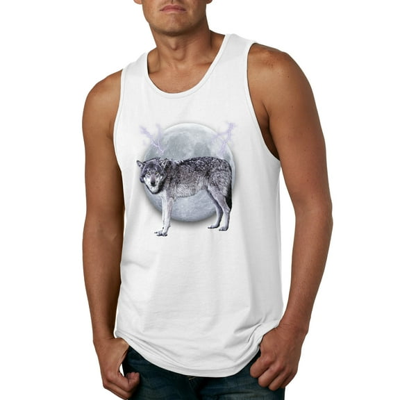 Wild Bobby Full Moon Cute Arctic Mountain Snow Dire Wolf Men Tank Top