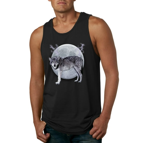 Wild Bobby Full Moon Cute Arctic Mountain Snow Dire Wolf Men Tank Top