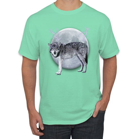 Wild Bobby Full Moon Cute Arctic Mountain Snow Dire Wolf Men Tee