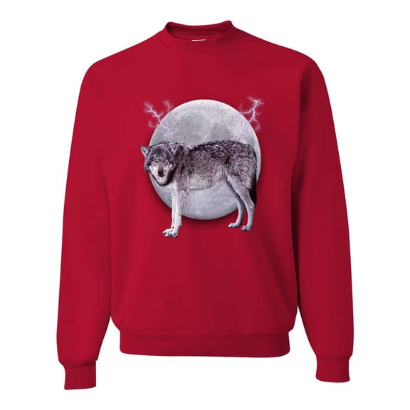 Wild Bobby Full Moon Cute Arctic Mountain Snow Dire Wolf Unisex Crewneck Sweatshirt