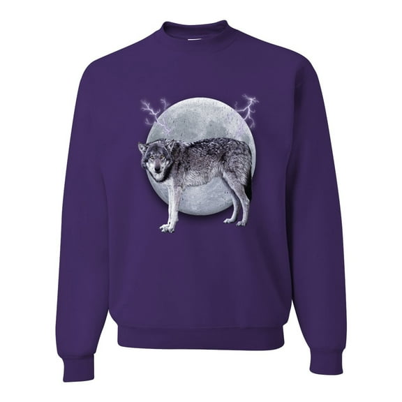 Wild Bobby Full Moon Cute Arctic Mountain Snow Dire Wolf Unisex Crewneck Sweatshirt