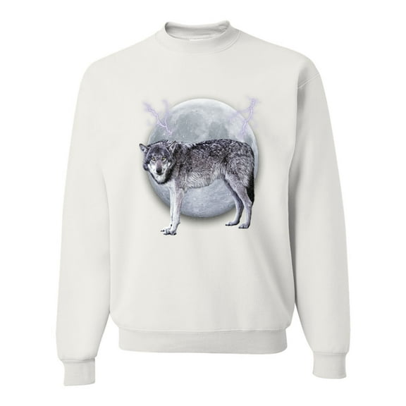 Wild Bobby Full Moon Cute Arctic Mountain Snow Dire Wolf Unisex Crewneck Sweatshirt