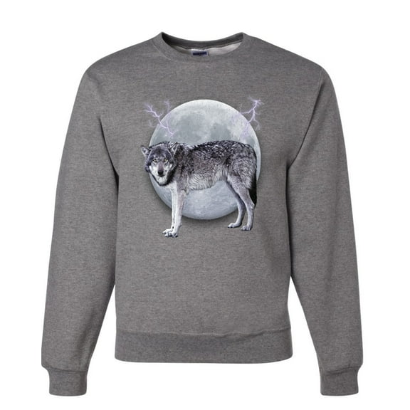 Wild Bobby Full Moon Cute Arctic Mountain Snow Dire Wolf Unisex Crewneck Sweatshirt