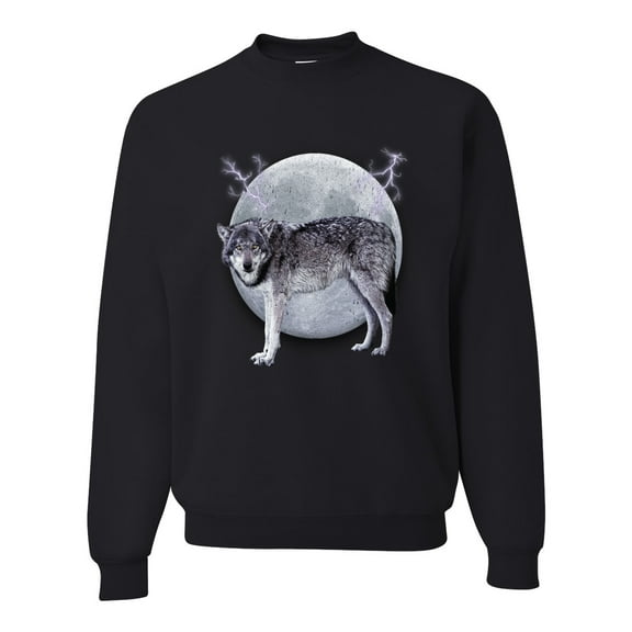 Wild Bobby Full Moon Cute Arctic Mountain Snow Dire Wolf Unisex Crewneck Sweatshirt