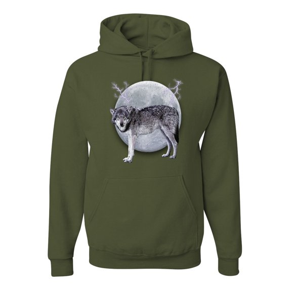 Wild Bobby Full Moon Cute Arctic Mountain Snow Dire Wolf Unisex Hoodie Sweatshirt