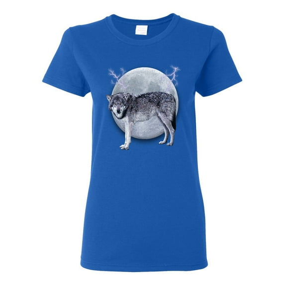 Wild Bobby Full Moon Cute Arctic Mountain Snow Dire Wolf Women Graphic Tee