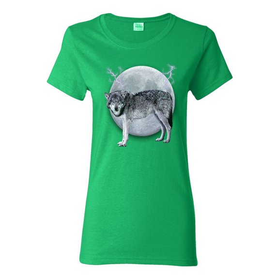 Wild Bobby Full Moon Cute Arctic Mountain Snow Dire Wolf Women Graphic Tee