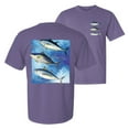 thumbnail image 1 of Wild Bobby, Cool Skipjack Bluefin Albacore Tuna Fish Trio, Fishing, Front and Back Garment-Dyed Short Sleeve Tees, Purple, Small, 1 of 3