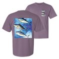 thumbnail image 1 of Wild Bobby, Cool Skipjack Bluefin Albacore Tuna Fish Trio, Fishing, Front and Back Garment-Dyed Short Sleeve Tees, Rosewood, Small, 1 of 3