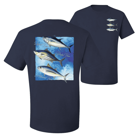 Wild Bobby, Cool Skipjack Bluefin Albacore Tuna Fish Trio Fishing Graphic T-Shirt