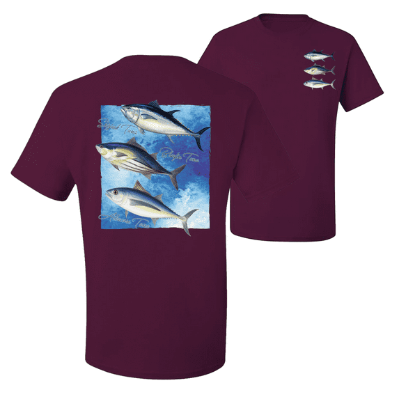 Wild Bobby, Cool Skipjack Bluefin Albacore Tuna Fish Trio Fishing Graphic T-Shirt