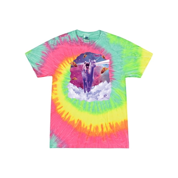 Wild Bobby, Cosmic Pug Riding Alpacacorn with Laser Eyes, Animal Lover, Tie-Dye Tees, Minty Rainbow, Medium