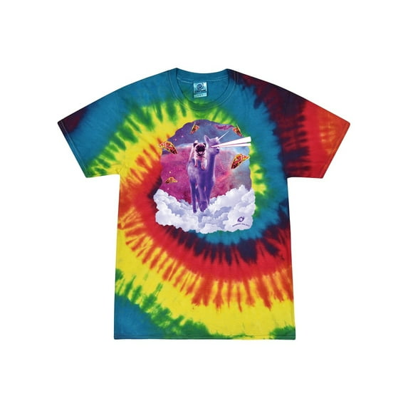 Wild Bobby, Cosmic Pug Riding Alpacacorn with Laser Eyes, Animal Lover, Tie-Dye Tees, Reactive Rainbow, Small