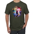 thumbnail image 1 of Wild Bobby, Cosmic Trippy Cat Riding Llamacorn in Space, Animal Lover, Men Graphic Tees, Military Green, 2XL, 1 of 3