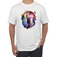 thumbnail image 1 of Wild Bobby, Cosmic Trippy Cat Riding Llamacorn in Space, Animal Lover, Men Graphic Tees, White, Large, 1 of 3