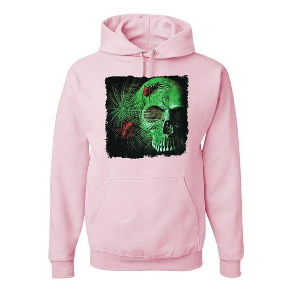 Wild Bobby, Creepy Bug Insect Skeleton Skull Face Fashion Graphic Hoodie Sweatshirt, Light Pink, Medium