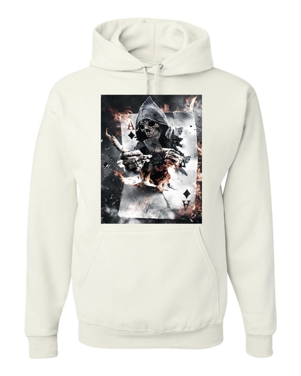 Creepy Skeleton Ace of Spades Metal Fashion Graphic Hoodie