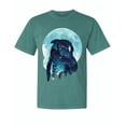 thumbnail image 1 of Wild Bobby, Creepy Winter Beach Night Owl, Animal Lover, Garment-Dyed Washed Look Short Sleeve T-Shirt, Emerald, Large, 1 of 3