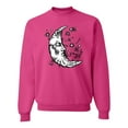 thumbnail image 1 of Wild Bobby Crescent Moon Astrology Puff Print Fashion Unisex Crewneck Sweatshirt, Fuschia, Large, 1 of 6