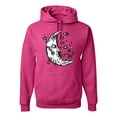 thumbnail image 1 of Wild Bobby Crescent Moon Astrology Puff Print Fashion Unisex Hoodie Sweatshirt, Fuschia, Small, 1 of 6