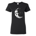thumbnail image 1 of Wild Bobby Crescent Moon Astrology Puff Print Fashion Womens Graphic Tee, Black, Small, 1 of 6