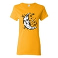 thumbnail image 1 of Wild Bobby Crescent Moon Astrology Puff Print Fashion Womens Graphic Tee, Gold, Large, 1 of 6