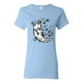 thumbnail image 1 of Wild Bobby Crescent Moon Astrology Puff Print Fashion Womens Graphic Tee, Light Blue, Large, 1 of 6
