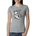 thumbnail image 1 of Wild Bobby Crescent Moon Astrology Puff Print Fashion Womens Slim Fit Junior Tee, Heather Grey, Large, 1 of 6
